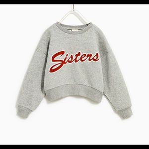 ZARA gray sweatshirt with red letters